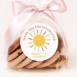 Modern Sun Kids Birthday Party Thank You Favor Classic Round Sticker<br><div class="desc">Modern Sun Kids Birthday Party Thank You Favor Stickers with cute sun and modern design. Click the edit button to customize this design with your details.</div>