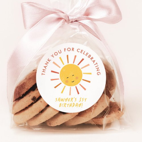 Modern Sun Kids Birthday Party Thank You Favor Classic Round Sticker