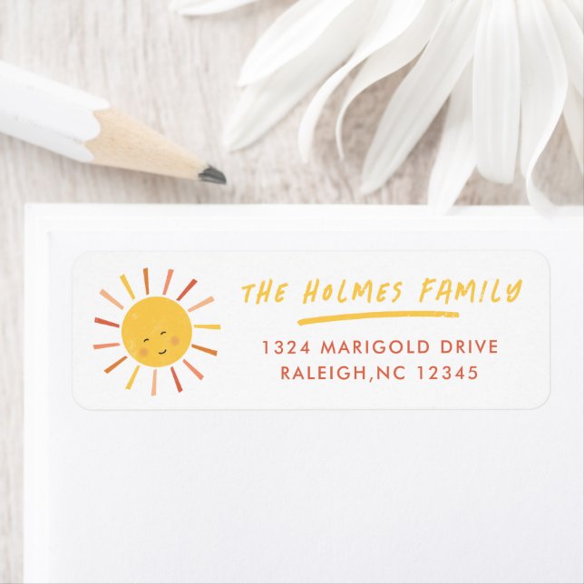 Modern Sun Kids Birthday Return Address Label (Insitu)