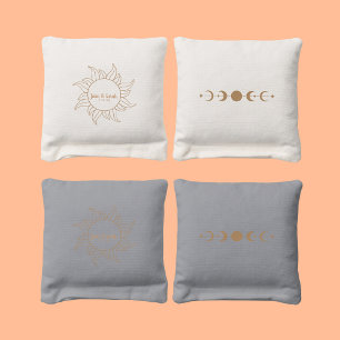 Modern Sun Moon Wedding Cornhole Bags