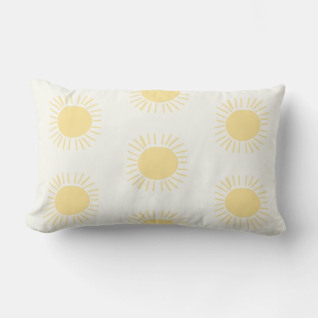 Modern Sun pattern in yellow Lumbar Pillow (Front)