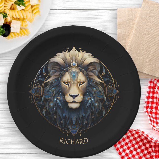 Modern Sun Sign Astrology Symbol Name Fantasy Leo Paper Plates (Creator Uploaded)