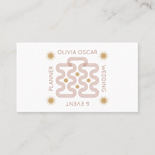 Modern Sun Stars Terracotta Lines Unique Stylish Business Card