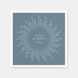 Modern Sunburst Frame Slate Blue Napkins