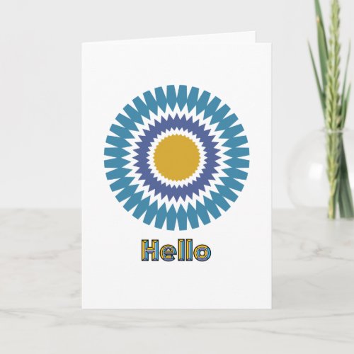 Modern Sunburst Note Card in Blue and Gold