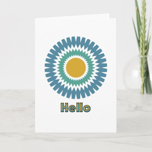 Modern Sunburst Note Card in Green and Gold