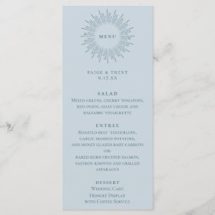 Modern Sunburst Pastel Blue Wedding Menu