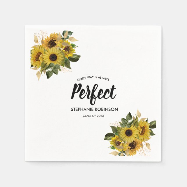 Modern Sunflower Bible Quote  Napkins (Front)