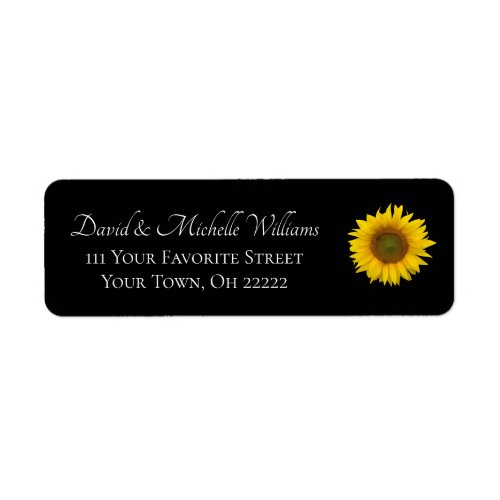 Modern Sunflower Black White Return Address Label