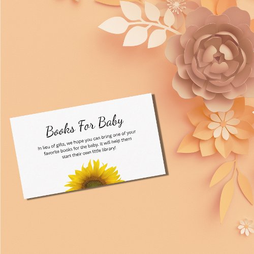 Modern Sunflower Books Request Baby Shower Enclosure Card