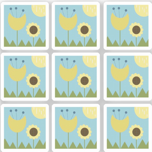 Modern Sunflower Botanical Floral Pattern Sticker (Front)