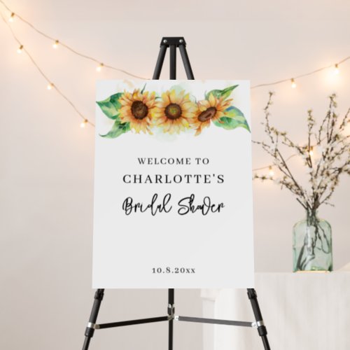 Modern Sunflower Bridal Shower Welcome Foam Board