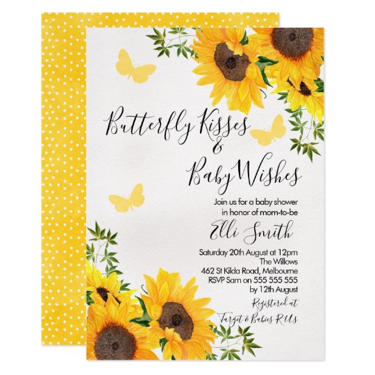 Modern Sunflower Butterfly Baby Shower Invitation