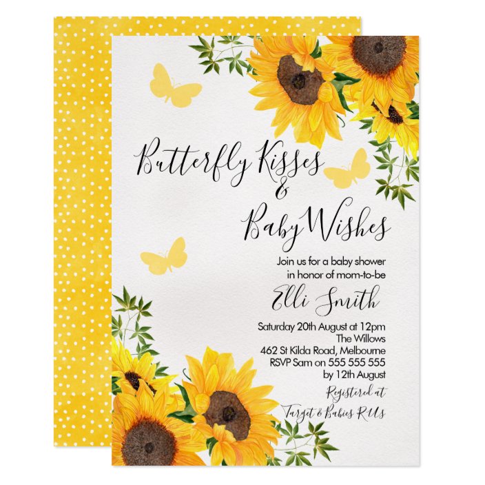 modern sunflower butterfly baby shower invitation  zazzle