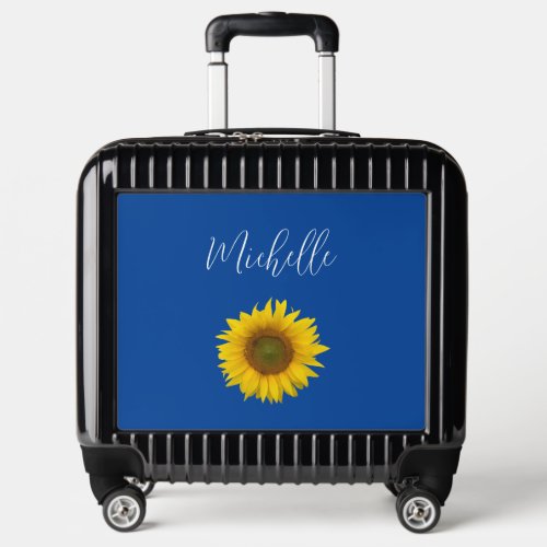 Modern Sunflower Elegant Floral Country Blue Luggage