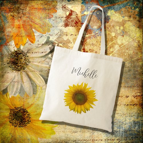 Modern Sunflower Elegant Personalized  Tote Bag