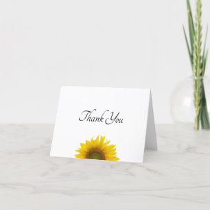 Modern Sunflower Elegant Script Typography Letterpress Thank You Card