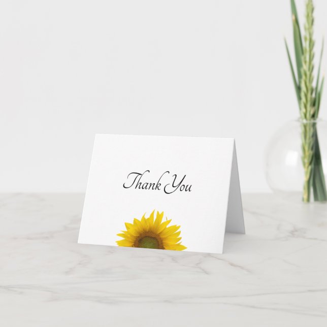 Modern Sunflower Elegant Script Typography Letterpress Thank You Card (Front)