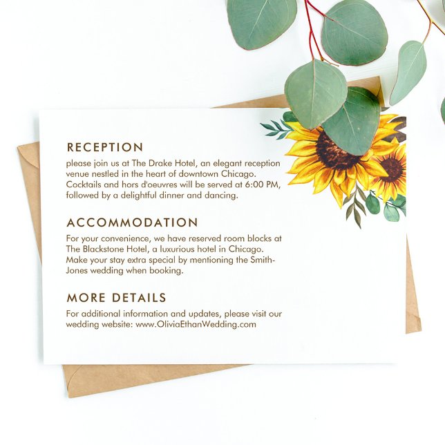 Modern Sunflower Floral Botanical Wedding Enclosure Card (Creator Uploaded)