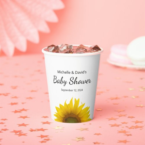 Modern Sunflower Floral Simple Baby Shower Paper Cups