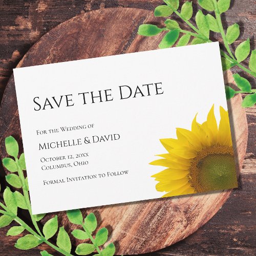 Modern Sunflower Floral Wedding Black White    Save The Date