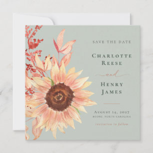 Modern Sunflower Garden Floral Wedding Save The Date