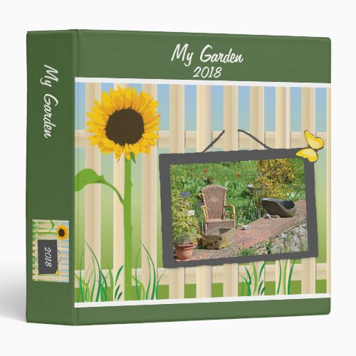 Modern sunflower garden gardening custom photo 3 ring binder