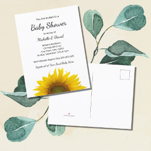Modern Sunflower Gender Neutral Baby Shower  Invitation Postcard