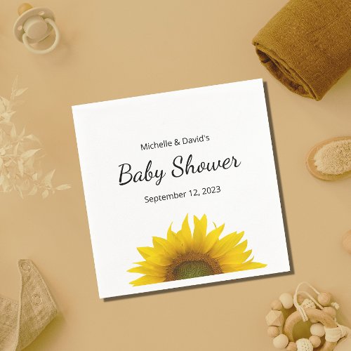 Modern Sunflower Gender Neutral Baby Shower Napkins