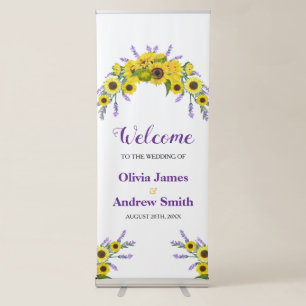Modern Sunflower & Lavender Wedding Welcome Banner
