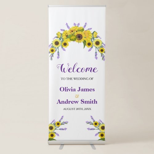 Modern Sunflower &amp; Lavender Wedding Welcome Banner