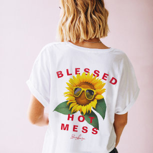 MODERN SUNFLOWER MOM SUMMER BLESSED HOT MESS T-Shirt