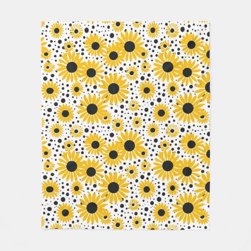 Modern sunflower pattern fleece blanket