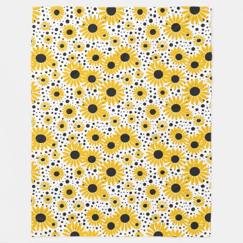 Modern sunflower pattern fleece blanket