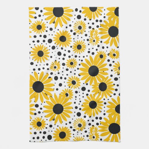 Modern sunflower pattern kitchen towel