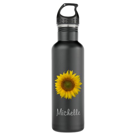 Modern Sunflower Rustic Floral Simple Stainless Steel Water Bottle