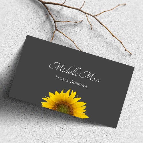 Modern Sunflower Rustic Gray  Business Card