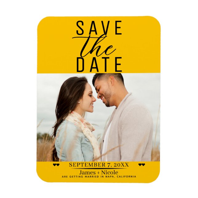 Modern Sunflower Save the Date Wedding Photo Magnet (Vertical)