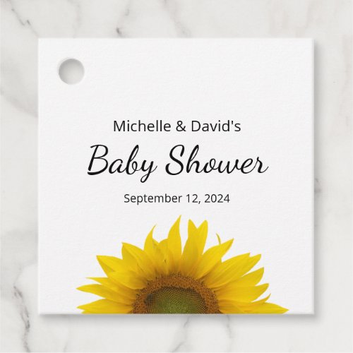 Modern Sunflower Simple Baby Shower Favor Tags