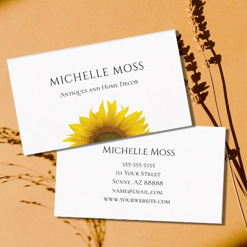 Modern Sunflower Simple Business Card