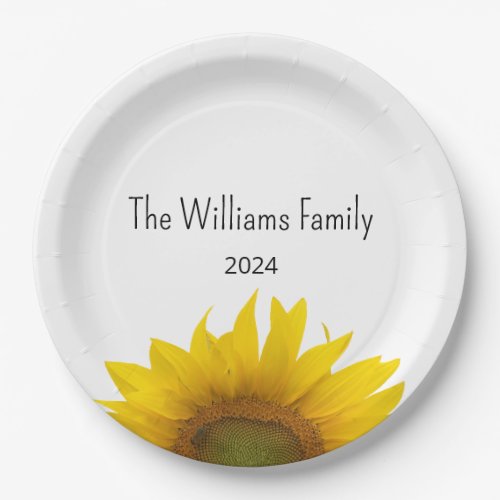 Modern Sunflower Summer Family Reunion Barbecue Paper Plates