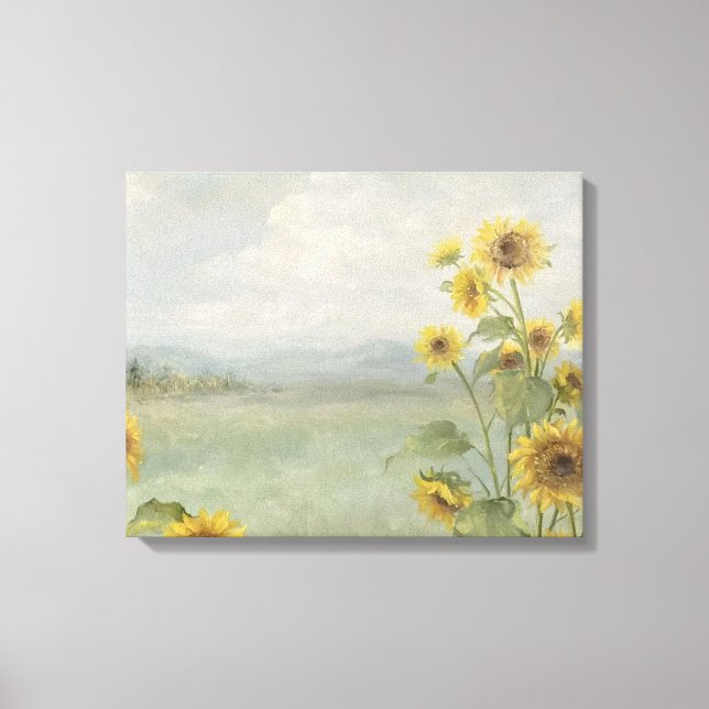 Modern sunflower Watercolor & personalize Image Canvas Print (Front)