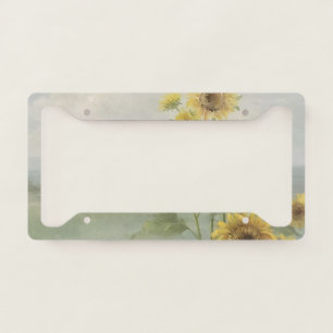 Modern sunflower Watercolor & personalize Image License Plate Frame