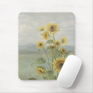 Modern sunflower Watercolor & personalize Image Mouse Pad