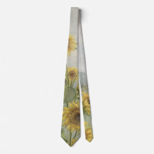 Modern sunflower Watercolor & personalize Image Neck Tie