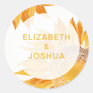 Modern SunFlower Wedding Classic Round Sticker