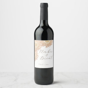Modern Sunflower Wedding Custom Wine Label