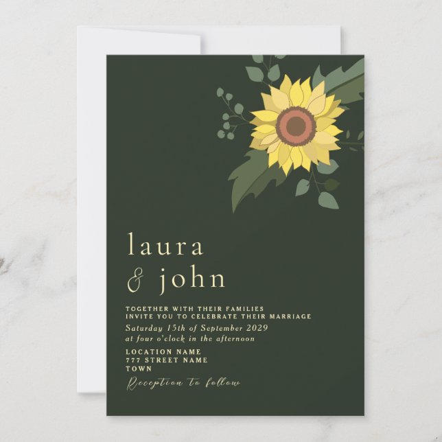 Modern Sunflower Wedding Invitation (Front)
