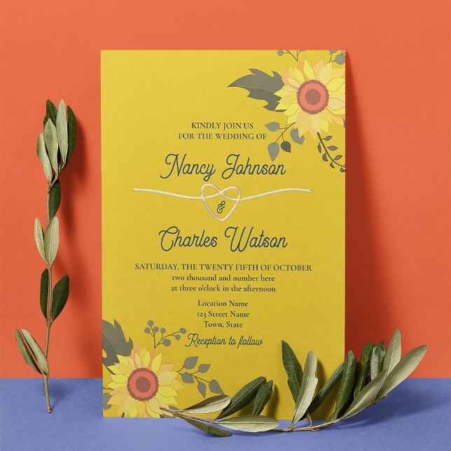 Modern Sunflower Wedding Invitation (Creator Uploaded)