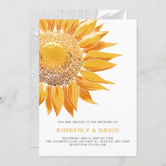 Modern SunFlower Wedding Invitations